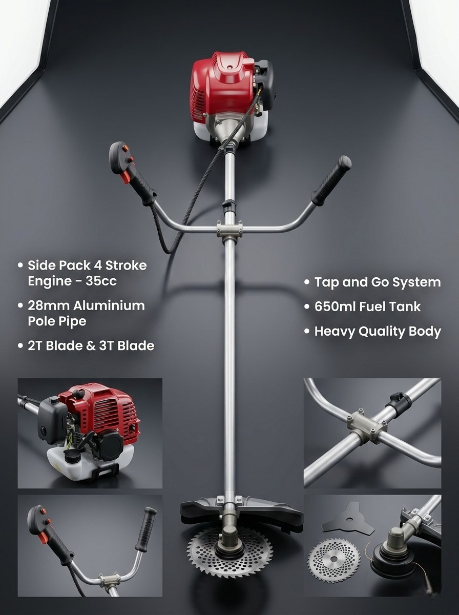Side Pack Wood Cutter Brush Cutter – 35cc 4 Stroke Petrol Engine